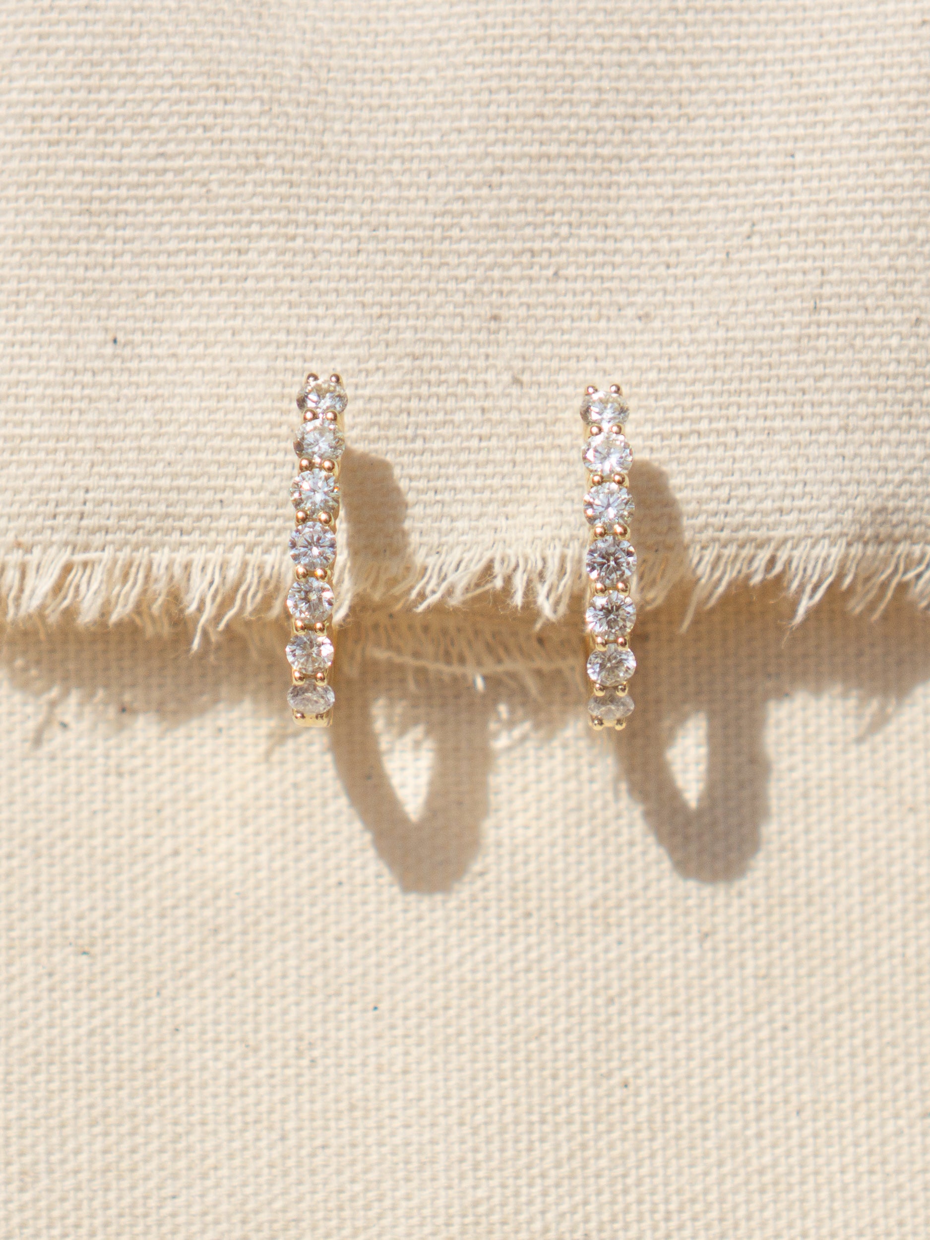Diamond Line Huggie Earrings