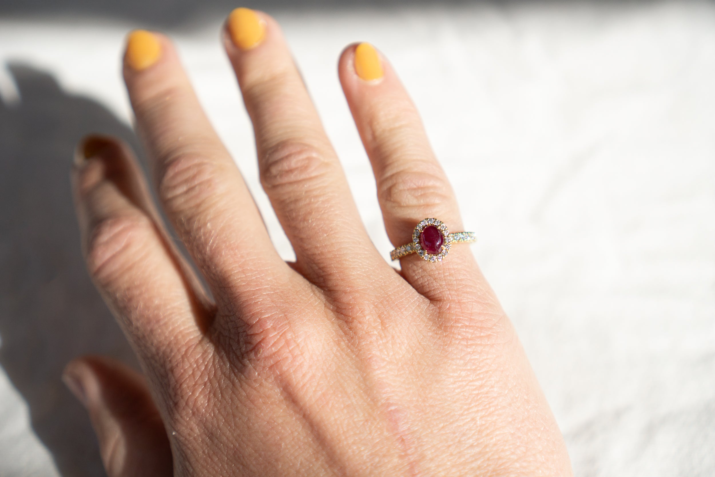 Ruby Diamond Halo Ring