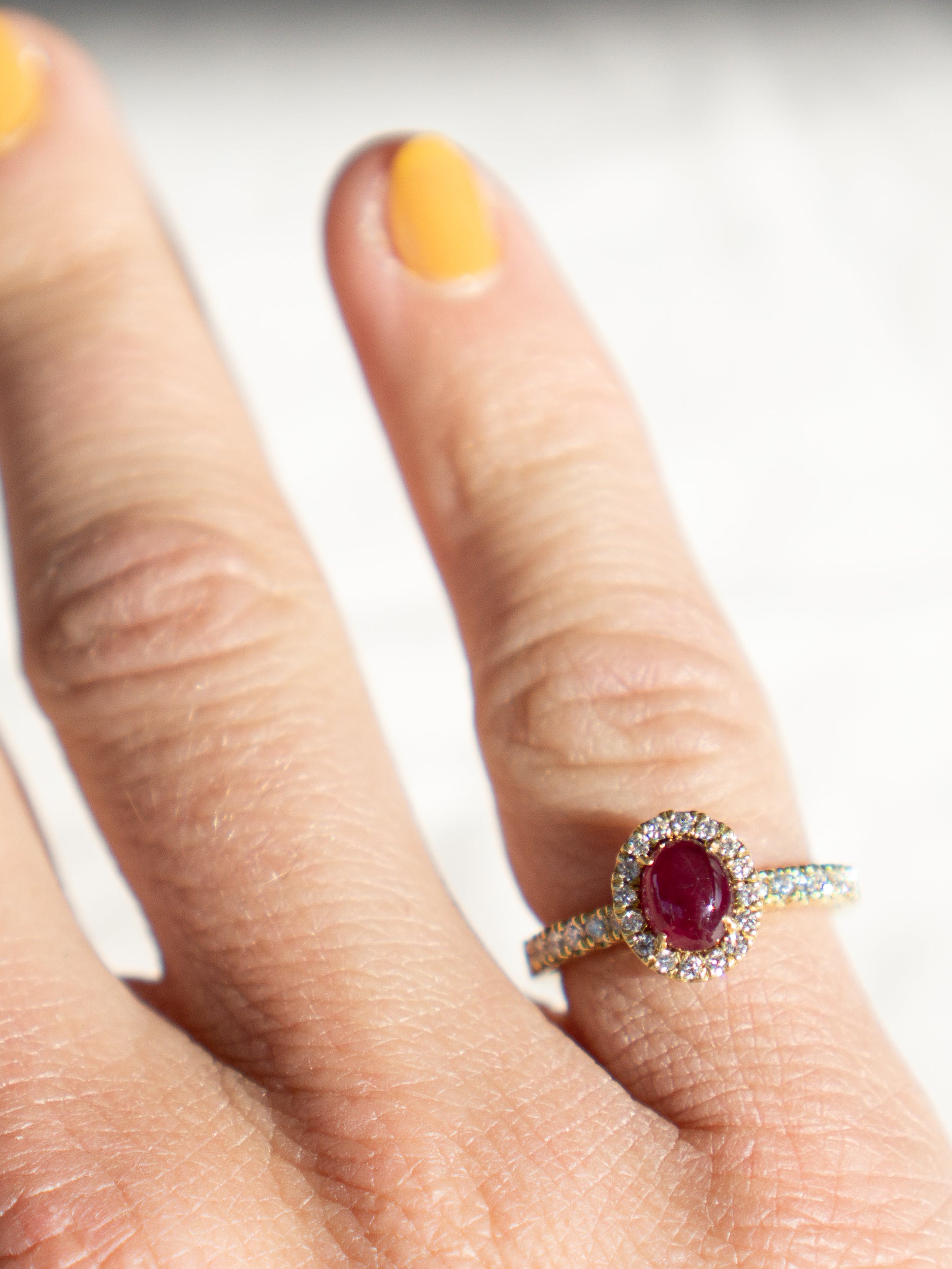Ruby Diamond Halo Ring