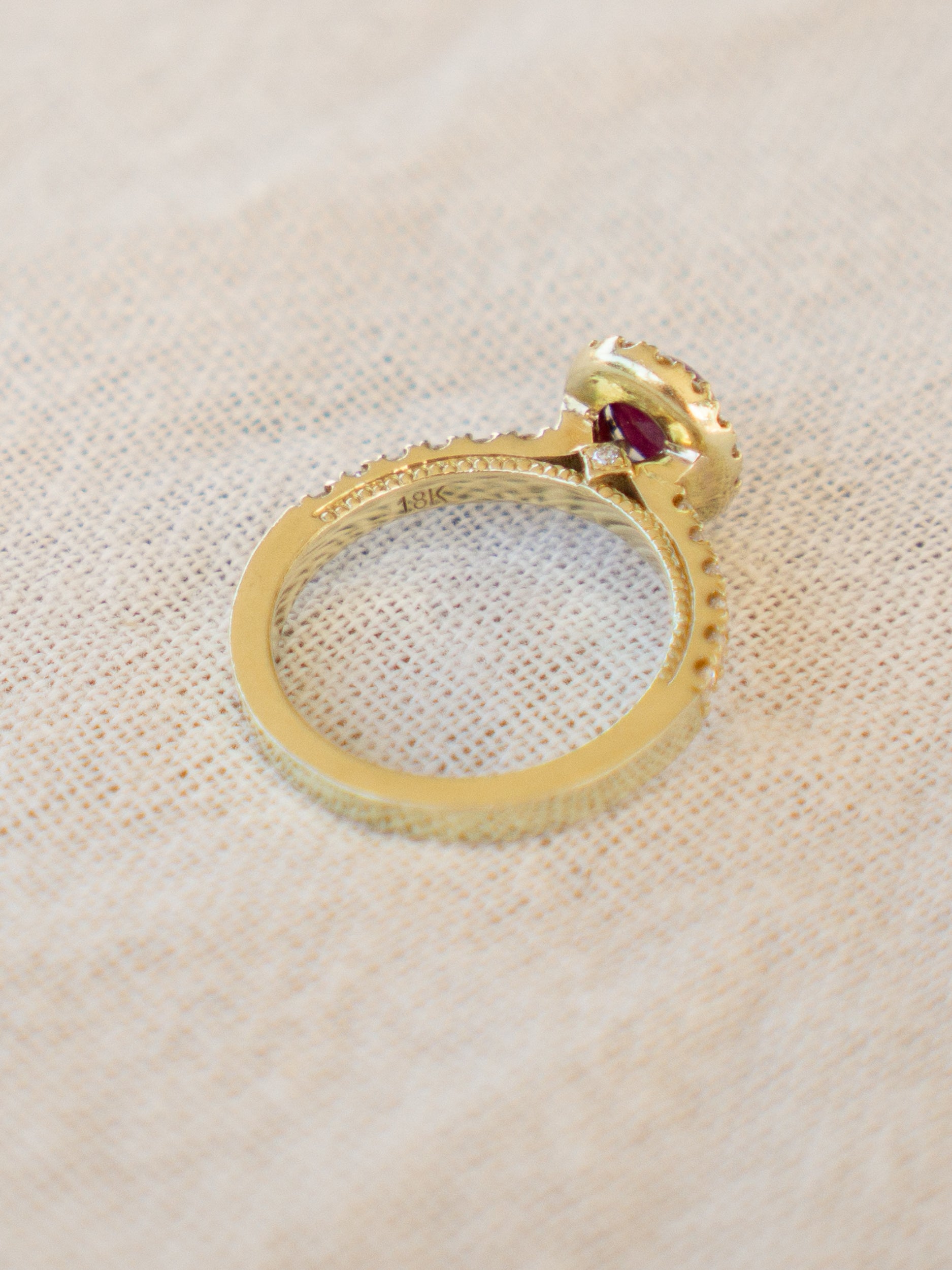 Ruby Diamond Halo Ring